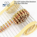 50PCS 1/2W 5% 0.1R~10M Carbon Film Resistors 100R 220R 1K 1.5K 2.2K 3K 4.7K 10K 22K 47K 100K 1M 100 220 2K 4K7 Ohm Resistance