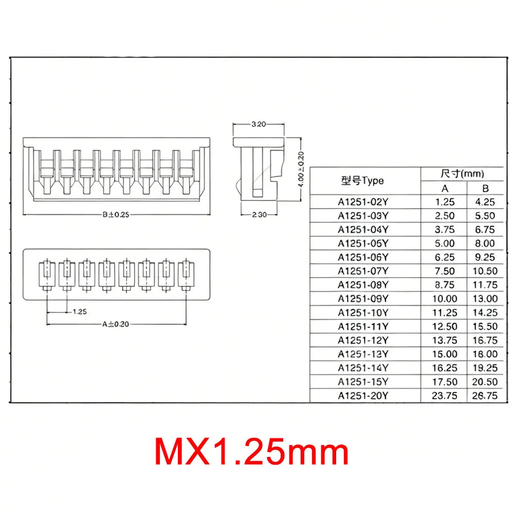 YanXi 10PCS SH1.0 1.25 ZH1.5 PH2.0 XH2.54 Connector Female Plug 2/3/4/5/6/8/9/10/12Pin With Cable Terminal Wire 10/20/30cm