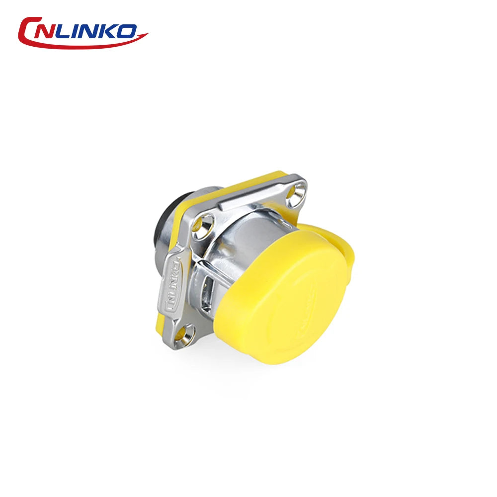 CNLINKO M24 Waterproof IP68 RJ45 Female Panel Mount Connector Cat6 8P8C Zinc Alloy with Protective Cap for Industrial Ethernet