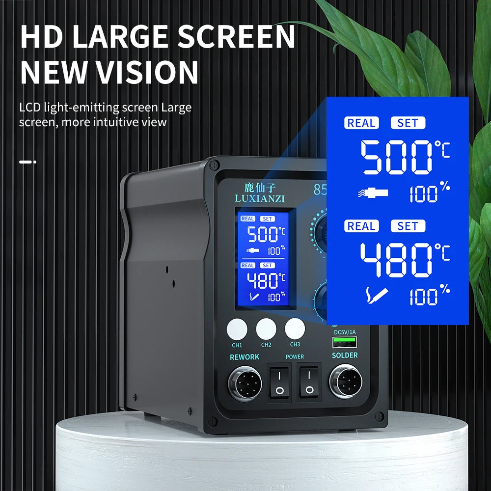 LUXIANZI 8589D+ 2 IN 1 Hot Air Gun Soldering Station With LED Digital Display For BGA PCB IC Repair Tool SMD Rework Station