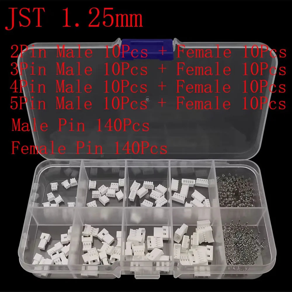 1Box JST SH 1.0mm / JST 1.25mm / PH 2.0mm / XH 2.54 Pitch 2/3/4/5Pin Male Female Plug Socket Plastic Housing Terminal Connector