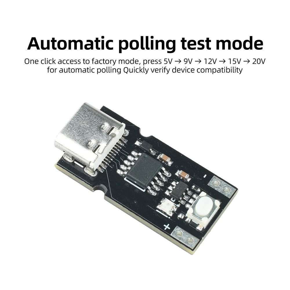 PD QC USB-C Voltage Trigger Module 5–20V Adjustable Voltage Module Supports Integer Decimal Setting Polling Test