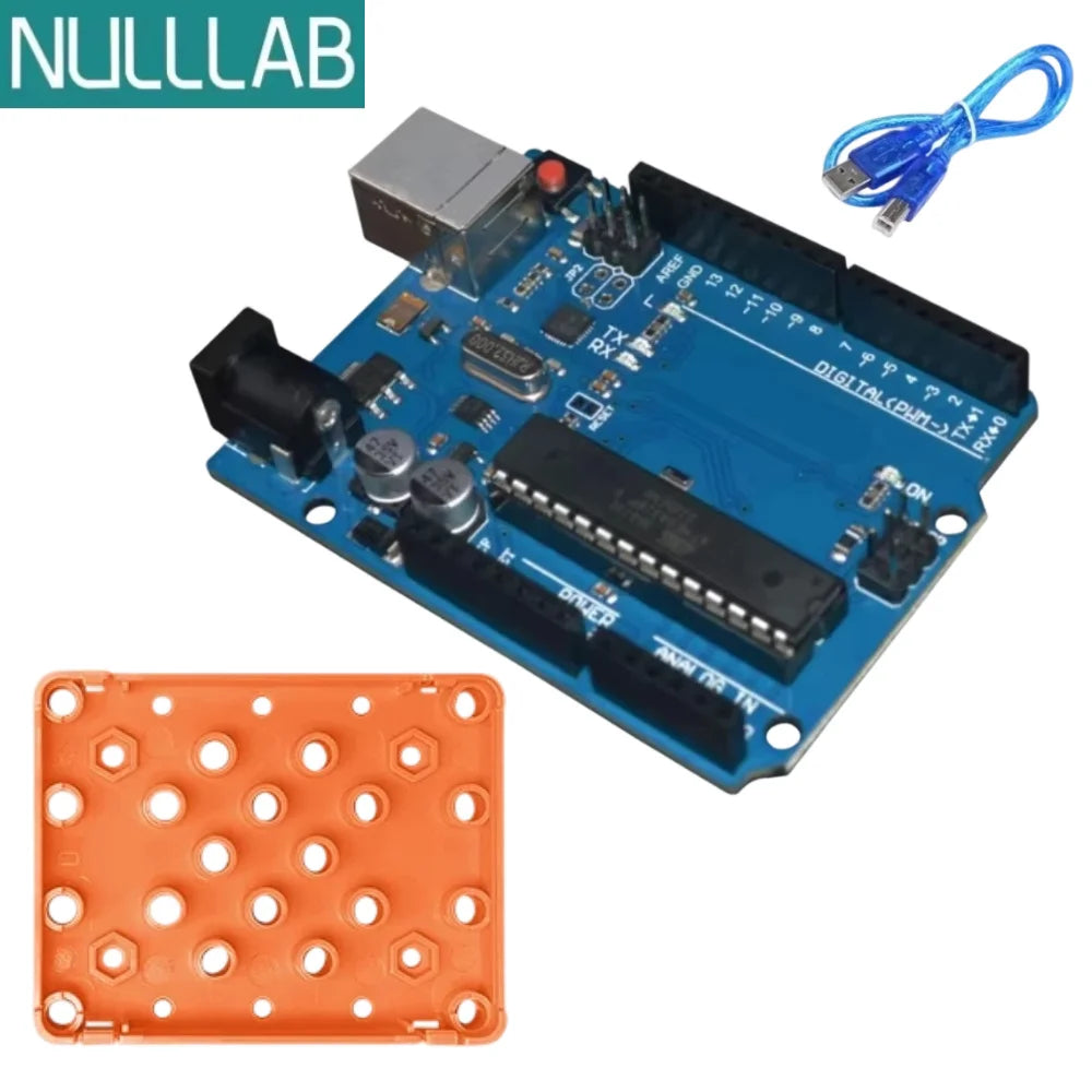 Compatible with Arduino Uno R3 Development Board ATmega328P Microcontroller Module Main Control Board Multicolor USB-B Cable