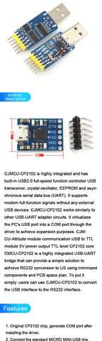 1pcs CP2102 module USB to TTL upgrade board UBS to serial port STC microcontroller download flash six in one UART
