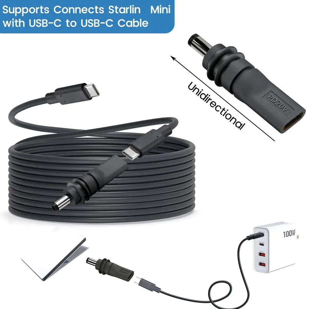 For Starlink Mini PD100W USB C Female to DC5521 Male Connector Charge Barrel Jack Power Adapter C to DC/D to D Power Adapter