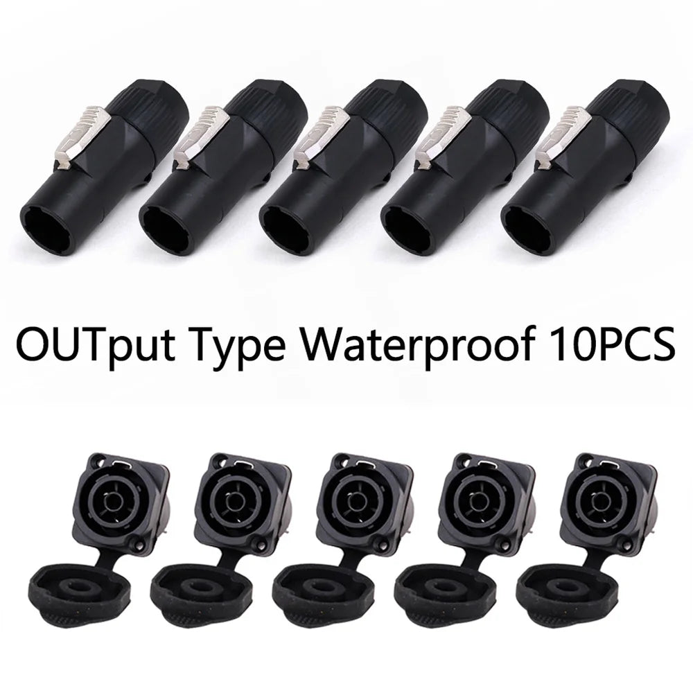 10pcs/5Sets New 3Pins Waterproof Locking Male Cable Plug+Female Chassis NAC3MPX or NAC3MX-W+NAC3FPX+Powercon Connector NAC3FX-W