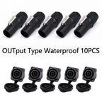 10pcs/5Sets New 3Pins Waterproof Locking Male Cable Plug+Female Chassis NAC3MPX or NAC3MX-W+NAC3FPX+Powercon Connector NAC3FX-W