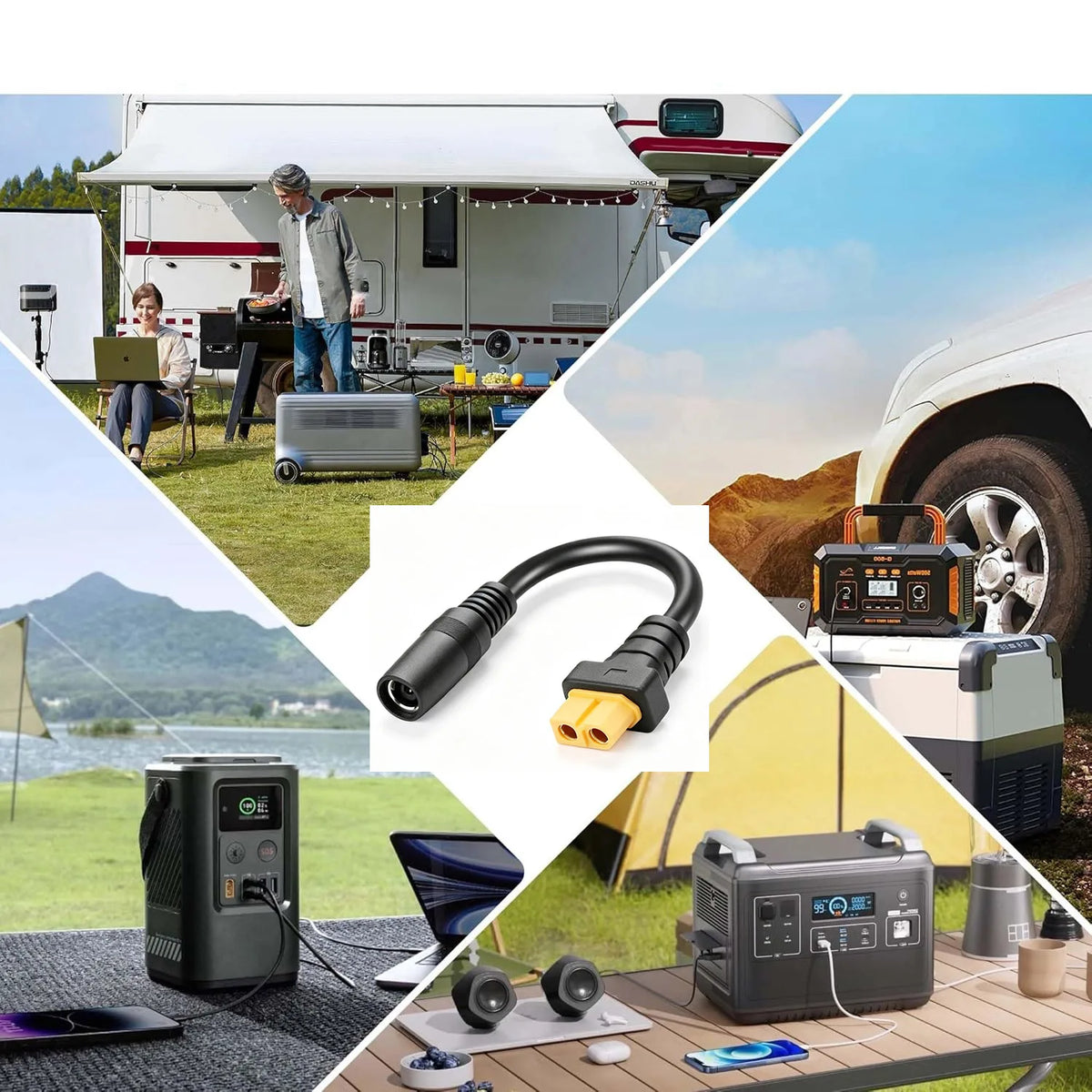 1pc XT60 Female to DC 8020 8.0mm x 2.0mm Female Adapter Cable Connectos Solar Generator Portable Power Station 14AWG