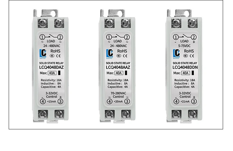LCTC Solid State Relay DIN Installation DC-AC AC-AC DC-DC Single-Phase Relay With Radiator 10a15a25a40a SSR