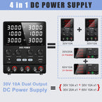 NICE-Power Dual Lab Power Supply 30V 10A Adjustable 3 Channel 60V 120V 240V Digital Bench Power Source Multiple Series Parallel