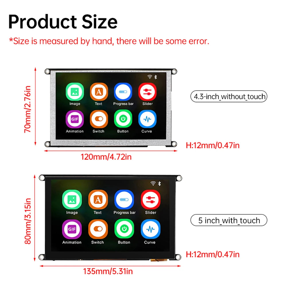 ESP32-S3 N4RE 4.3-inch/5-inch WIFI Bluetooth development board with IPS HD capacitive touch screen LCD display module