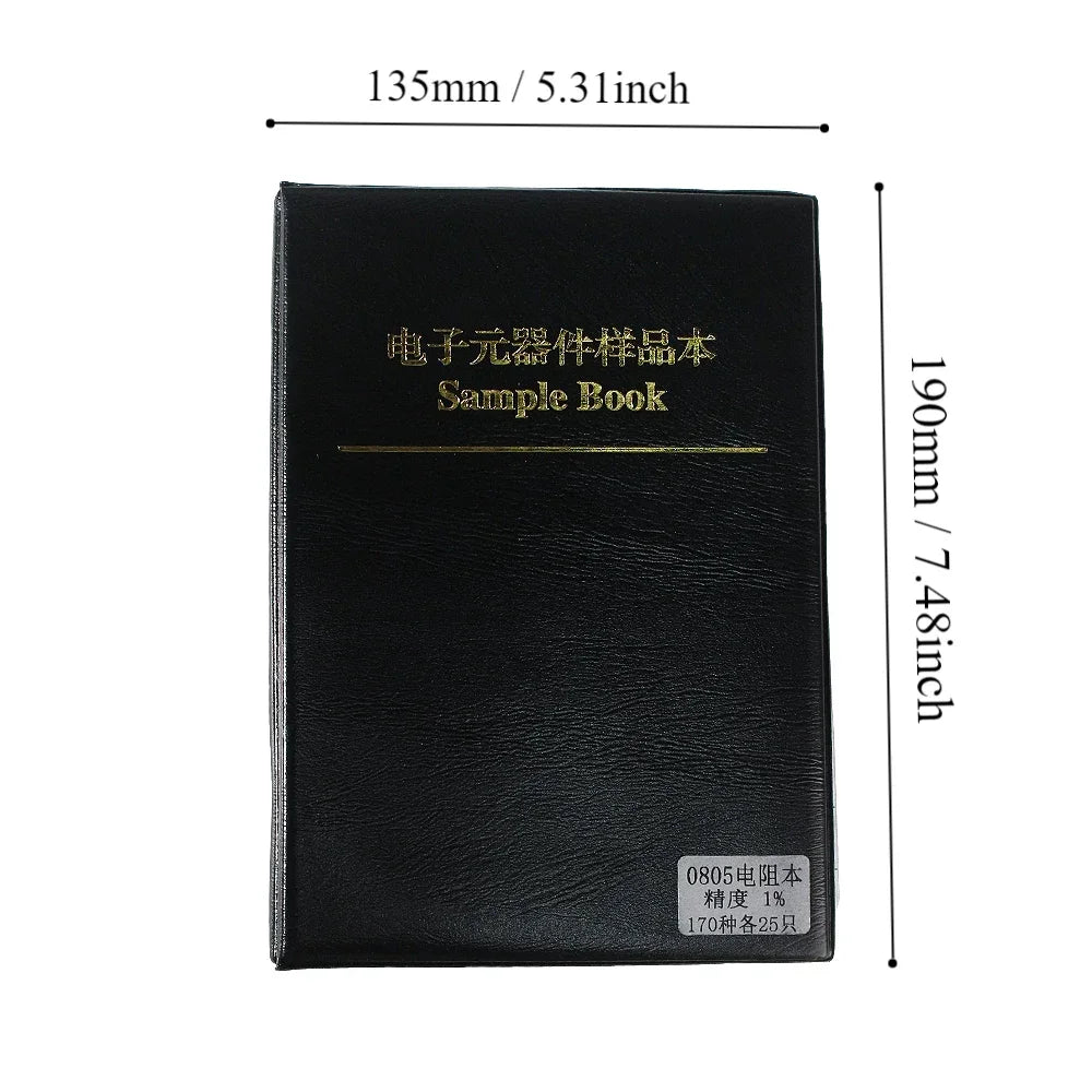 4250PCS 0805 SMD Resistor Book Kit 1% High Precision 1Ω-10MΩ 170 Values Sample Resistor Book for Electronics Repair DIY