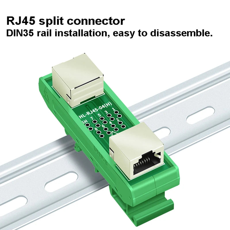 1PCS Din Rail Mounting RJ45 Female To Female Splitter Board RJ45 45 Degree Breakout Board