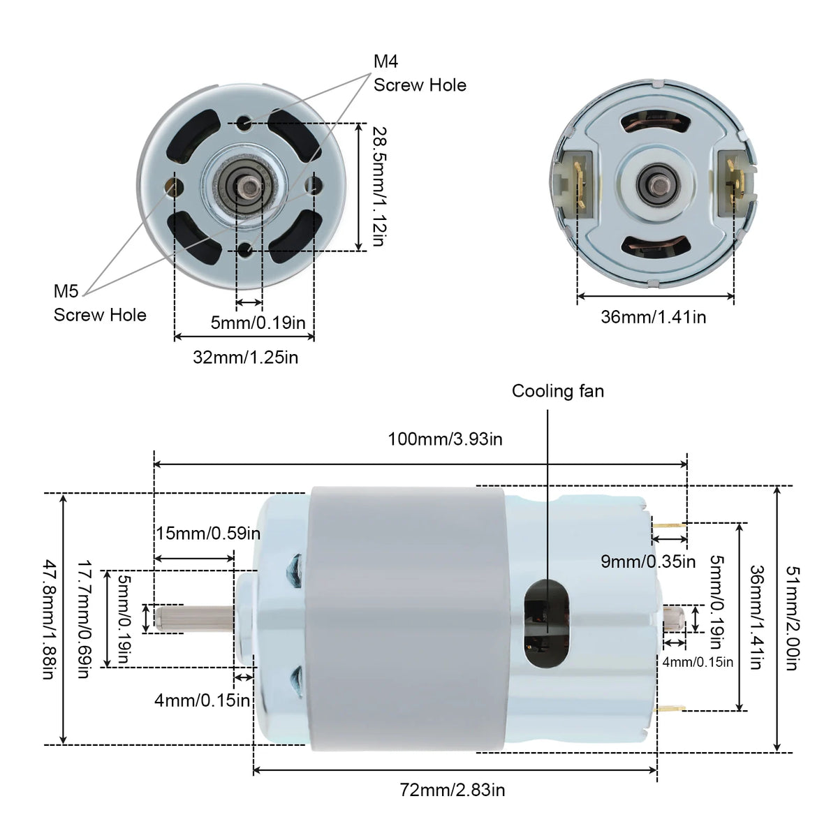 775/795/895 DC Motor 12/24V 3000-15000RPM High Speed Large Torque Motor Tools for Small Drill / Micro Machine with Ball Bearing