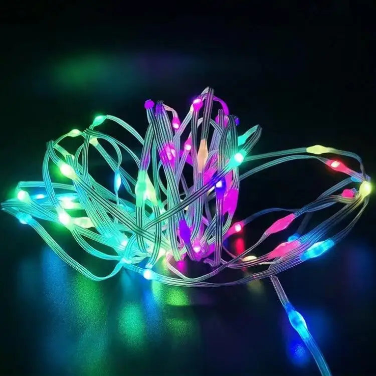 DC24V 1000ct SK6812/WS2811 LED Pebble String Light RGB Addressable Full Color Clear Wire IP65 3D 360 Degree Light-emitting