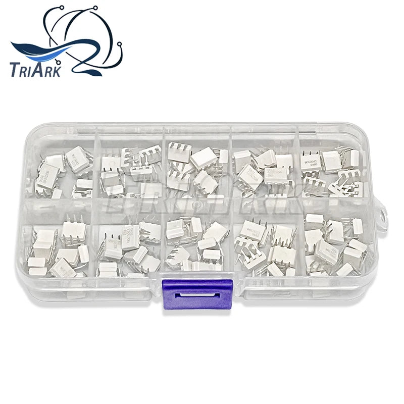 50PCS/Set Integrated Circuit DIP Optocoupler KIT 4N25 4n26 4N27 4N28 4N33 4N29 4N30 4N31 4N32 4n35 IC Combination kit box
