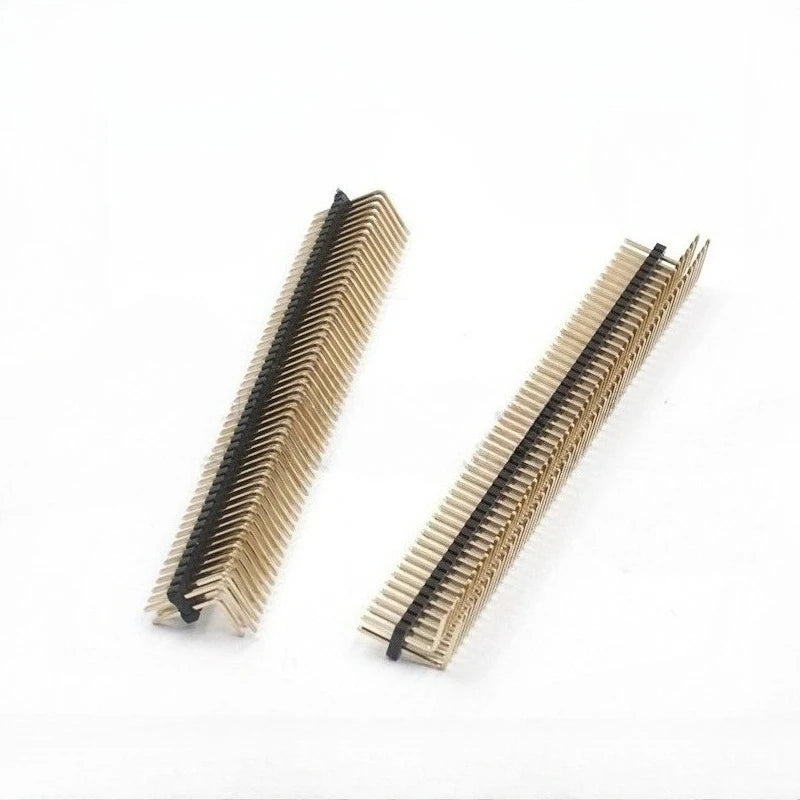 10pcs 2x50P 1.27mm RA Pin Header 0.05" PCB Right Angle Male Header Breakaway 90D Double  Row Golden-Plated Strip Connector