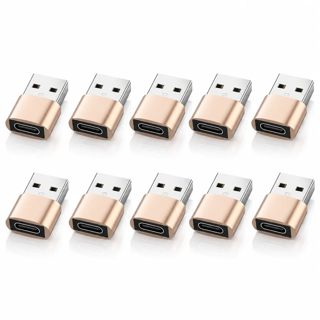 NNBILI 10Pack USB to USB C Adapter USBC Female to USB Male Super Fast Charging and OTG Converter For iPhone Xiaomi Huawei Laptop