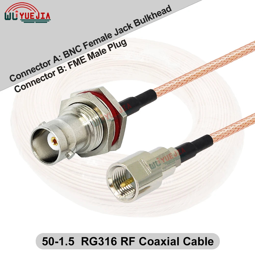1Pcs FME to BNC Female Waterproof Connector RG-316 Cable Q9 BNC to FME Adapter RF Coaxial Cable Antenna Extension Jumper Pigtail