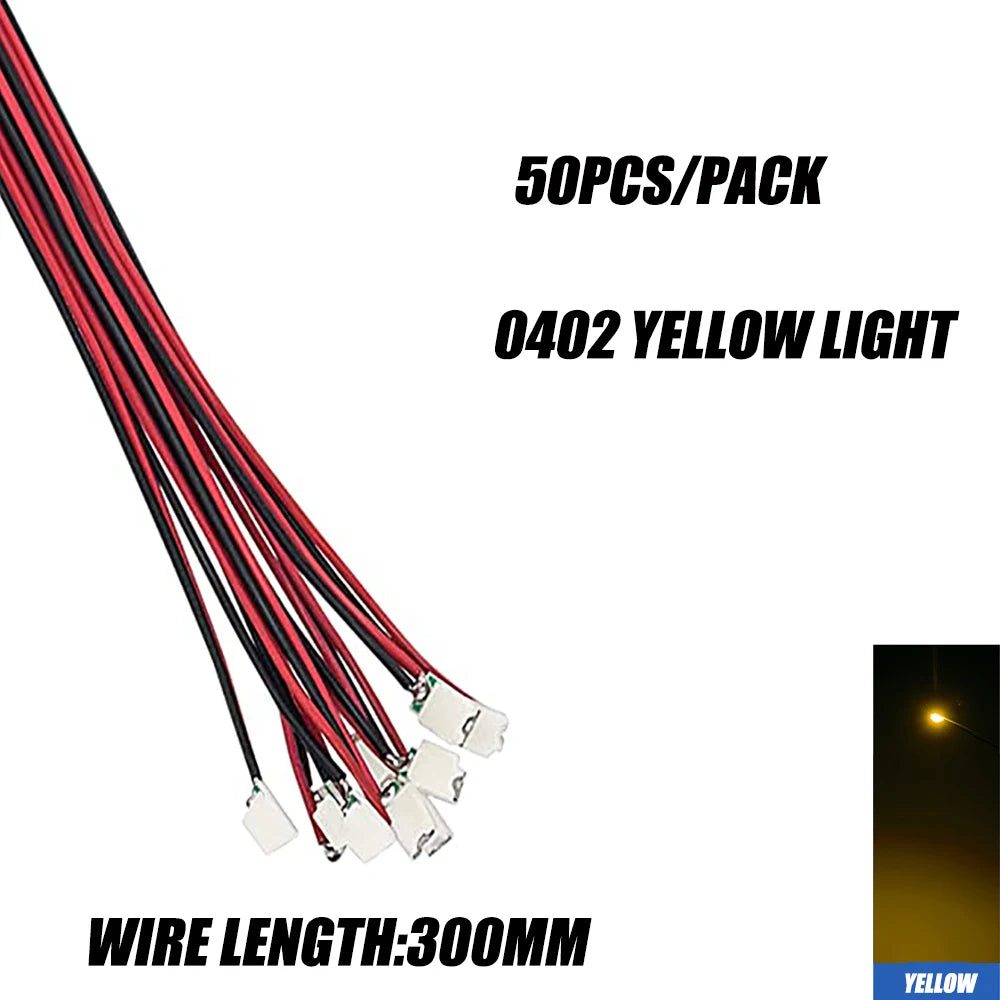 0402 0603 SMD Lamp Wired Micro Led Pre-Soldered Micro Litz Wired Chip 30cm 3V Railway Model Scenes 50pcs/Lot