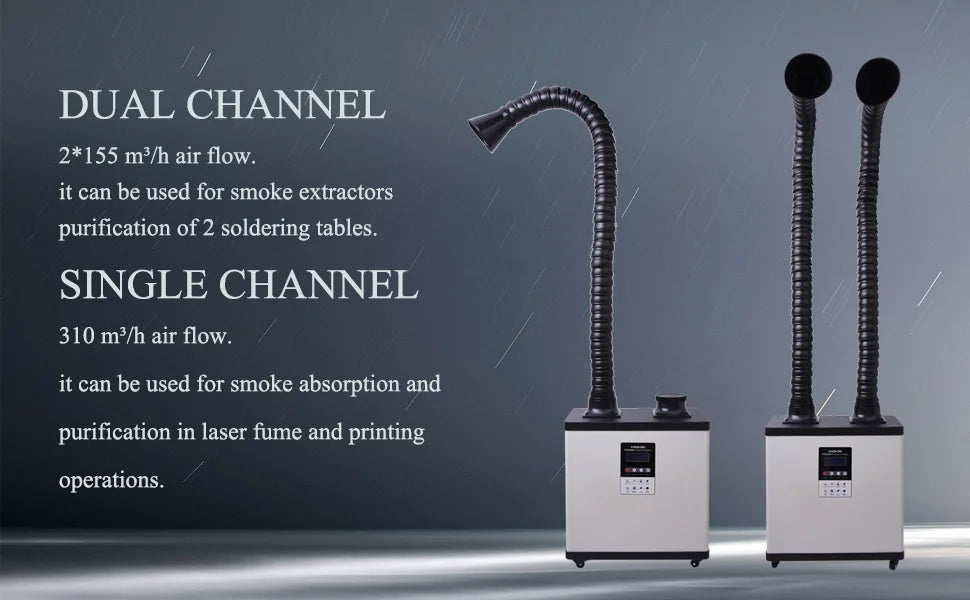 KNOKOO 210W FED200 Laser Fume Extractor Solder Smoke Absorber Welding Air Purifier for Hair Salon, Laser Engraving and Marking