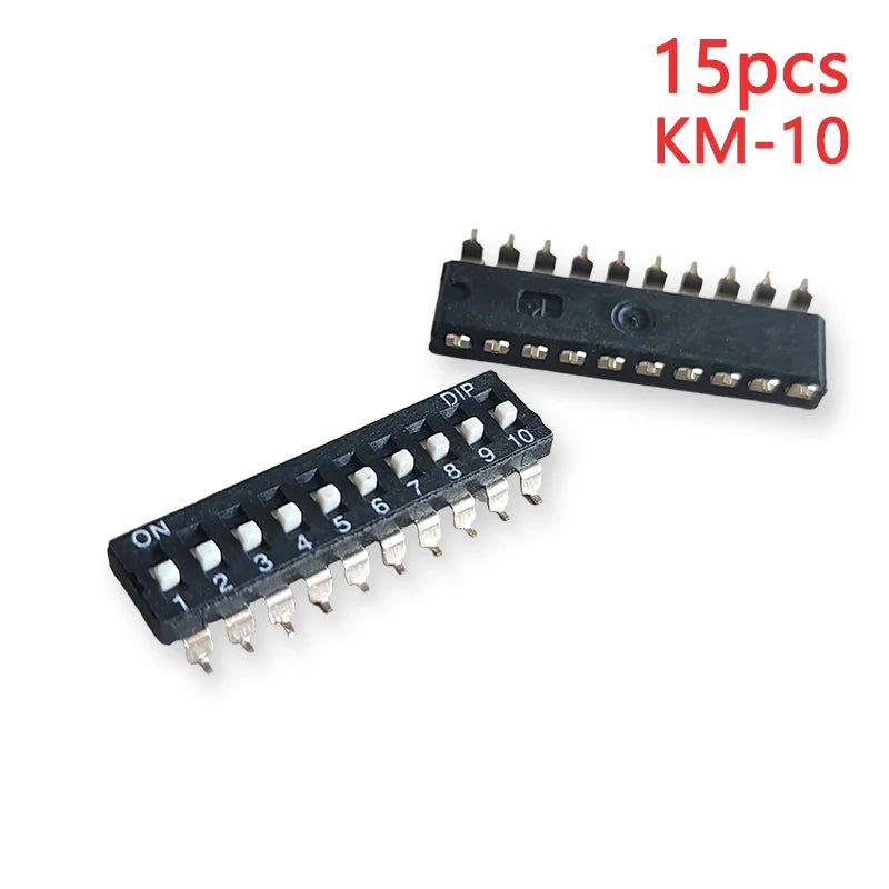 15PCS Black Toggle SMD DIP Switch Module Spacing 2.54MM 24V Patch Type 1 2 3 4 5 6 7 8 10 PIN Quick Dial The Code Switch