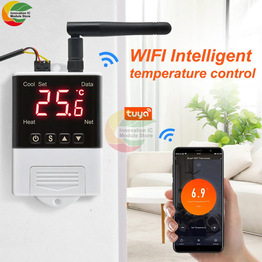 AC 110V 220V DTC2201 DTC1201 Temperature Controller Thermostat DS18B20 NTC Sensor APP Control For Smart Home