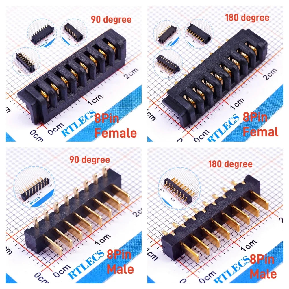 5/20 Pcs Pitch 2.5 MM 8 Positions Female Blade Socket Receptacle Male Header Battery Connector Right Angle Through Holes 7A
