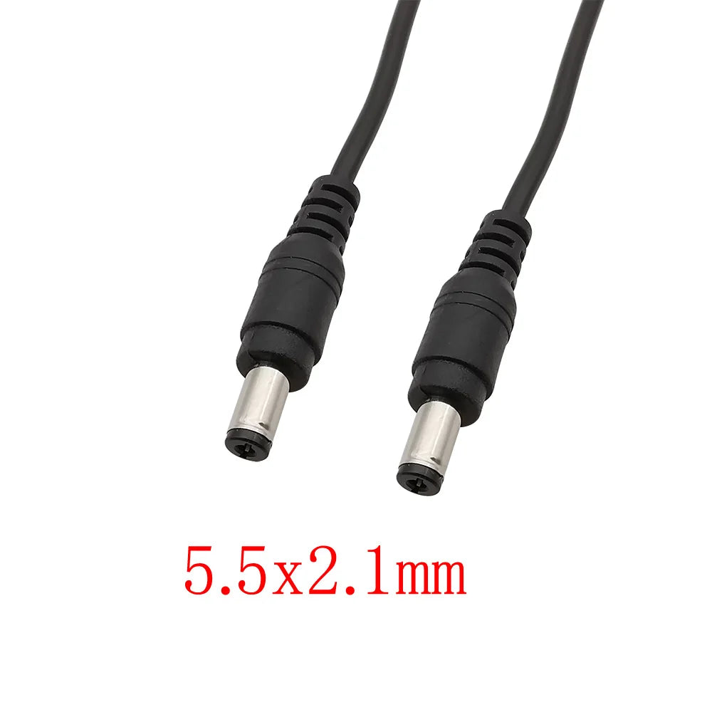 DC 12V Cable Power 5.5x2.1mm Male to Male Plug Wire Cable Connector DC Plugs Extension Cords for CCTV Camera LED Light Strip DIY