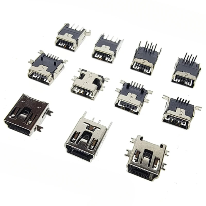 10Pieces 9Types Mini USB Connector B Type USB 2.0 Jack 5pin SMT DIP PCB Board Sink 1.7 USB Socket Female Jack 2.0