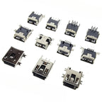 10Pieces 9Types Mini USB Connector B Type USB 2.0 Jack 5pin SMT DIP PCB Board Sink 1.7 USB Socket Female Jack 2.0