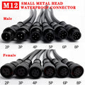 5/20Pcs M12 Small Size Head Waterproof IP68 2/3/4/5/6/8 Pin Power Cable Wire Plug for LED Strips Male Female Connector 20CM