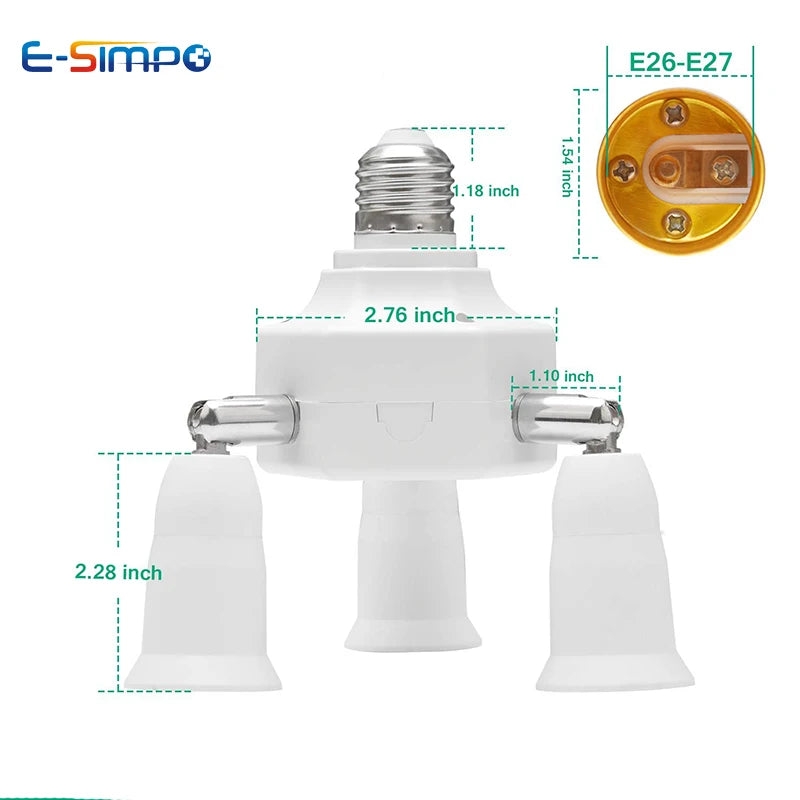 1pc E26 E27 4/7-in-1 Adjustable Rotatable Edison Screw Led Lamp CFL Bulb Base Light Socket Holder Adapter Converter Splitter