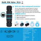 M20 RJ45 Zinc Alloy Connector Ethernet Network Straight-through Waterproof IP68 Header Panel Outdoor Broadband Network Cable