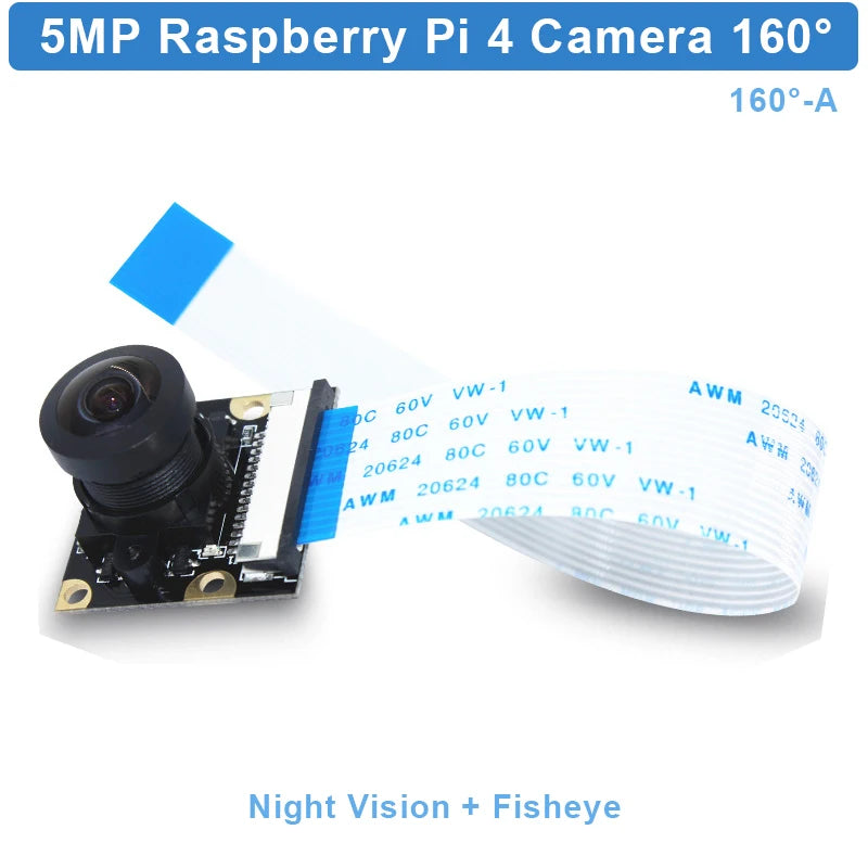 Raspberry Pi 5MP Camera OV5647 1080P Optional Wide Angle Night Vision IR-CUT Fisheye Webcam for Raspberry Pi 4 Model B 3B Plus