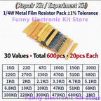 600Pcs Assorted Metal Film Resistor Kit 30 Values 1/4W 1ohm-10Mohm 1% Tolerance Resistance for Electronics Projects