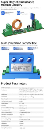 3 Phase AC Current Sensor 4-20mA 0-10V RS485 AC Current Transducer 0-10A 0-25A 0-35A AC Current Sensor Transmitter