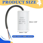 1Pcs CBB60 Run Capacitor 3uf-100uf 450V AC 2 Wires 50/60Hz Cylinder White for Air Compressor Water Pump Motor