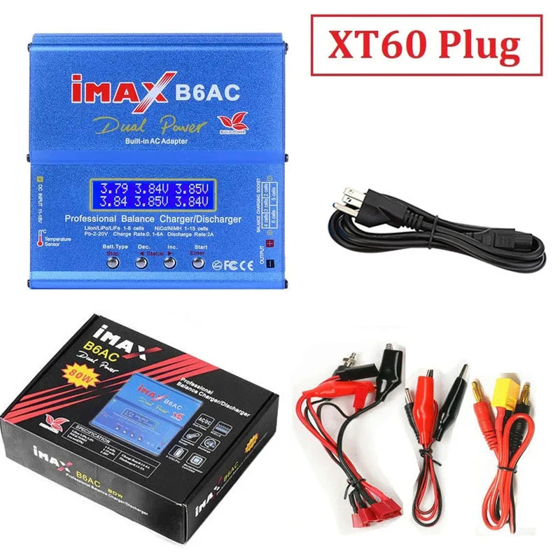 80W IMAX B6 AC 2.0 RC Battery Balance Charger B6AC 2.0 7A For LiHv Lipo NiMH Li-ion Ni-Cd Digital LCD Digital Screen Charger