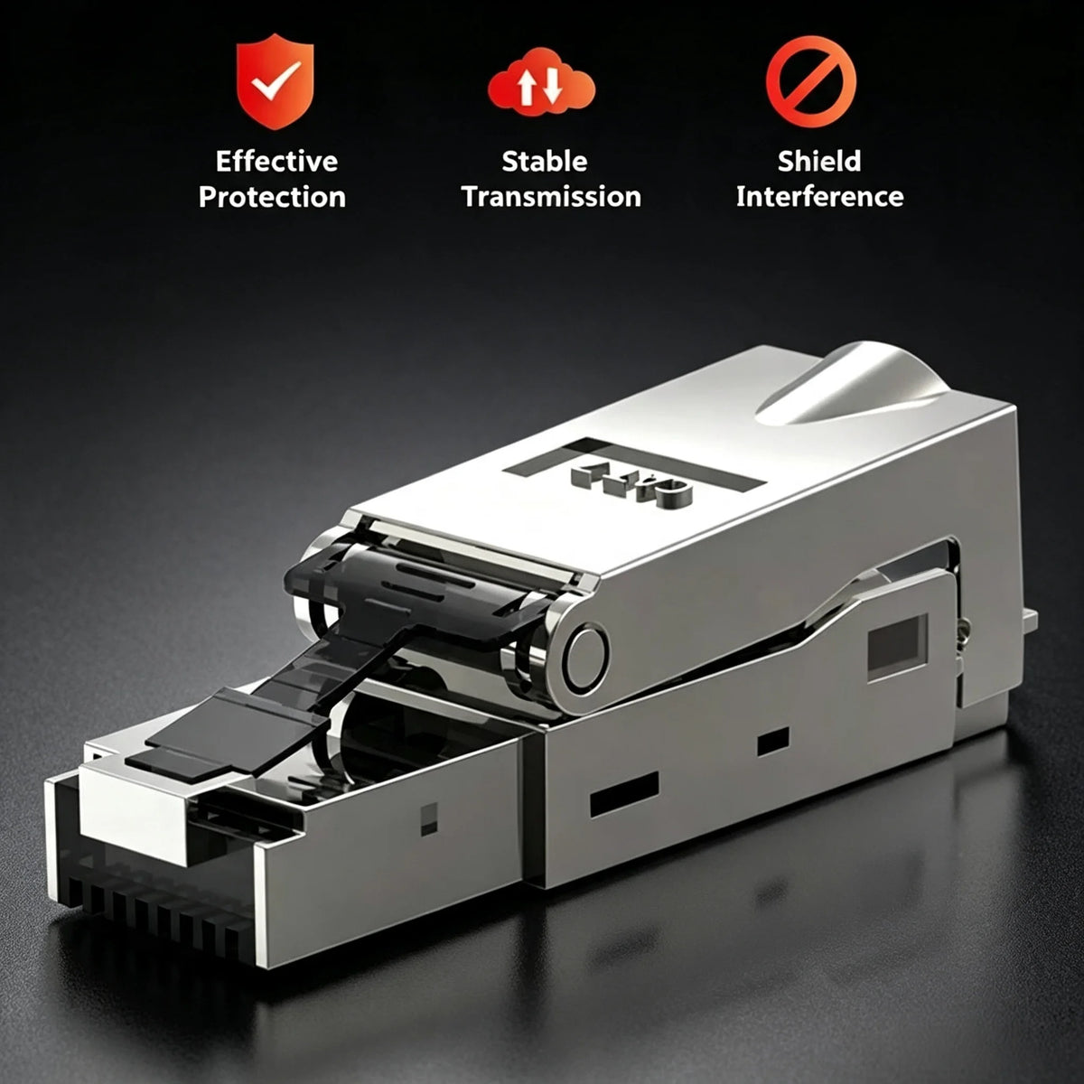 SUMMITEK CAT8 Cat7 CAT6A Tool-Free Connector RJ45 Termination Plug SFTP Zinc Alloy Shielded for Ethernet Cables POE