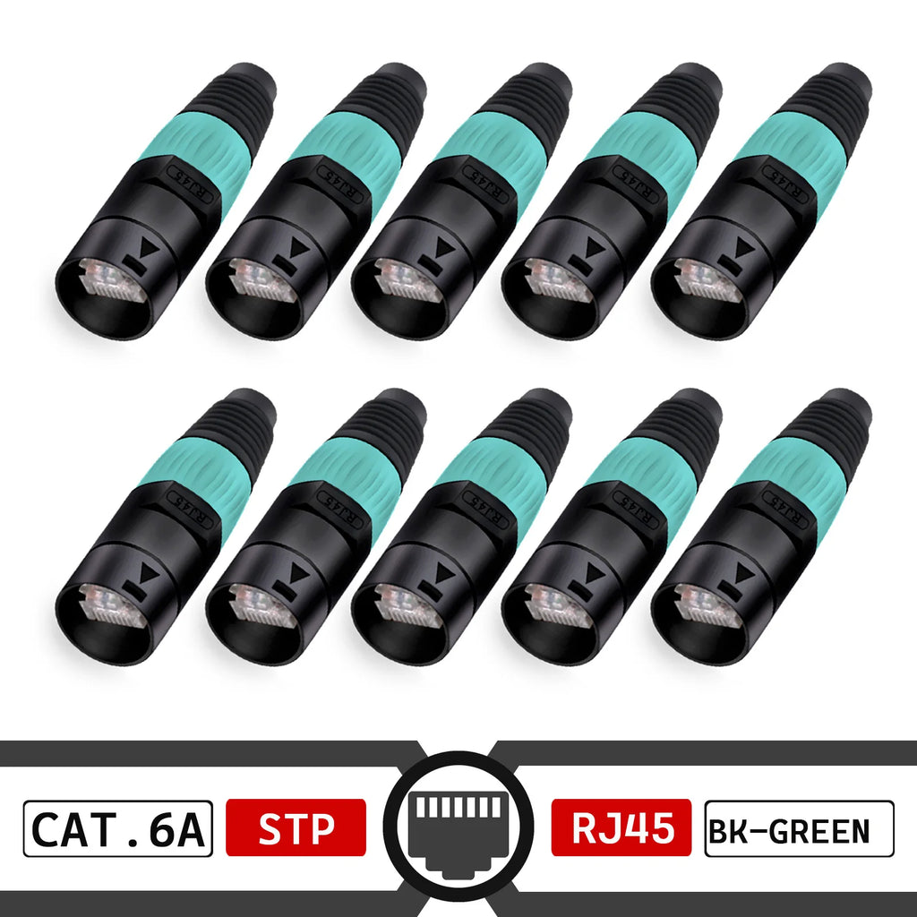 10pcs STP RJ45 8P8C CAT.6A Crystal Jack+10pcs Waterproof RJ45 Male Plug LAN Network Ethernet Ethercon Connector Wire Connectors