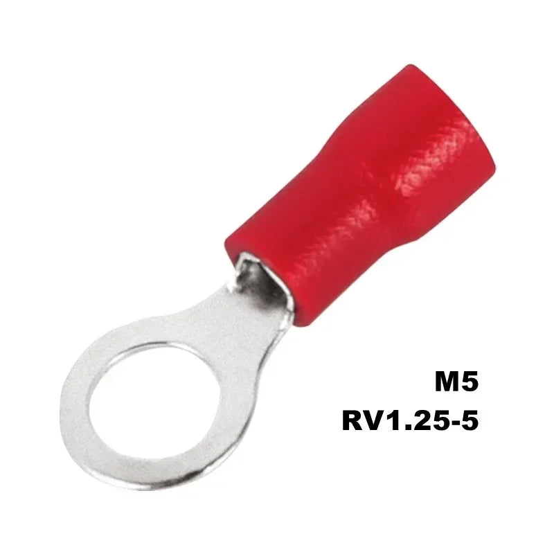 50PCS Ring Crimp Terminals Electrical Wire Connector M3/M4/M5/M6/M8/M10/M12 Insulation Ferrule Lug Quick Splice Connection Screw