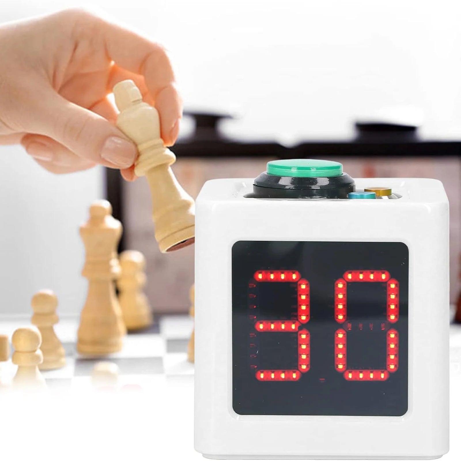 Poker Shot Clock with 1.4in Display 4 Sides Cube Timer 5-Level Brightness No Battery for Poker Casino Chess Tournament