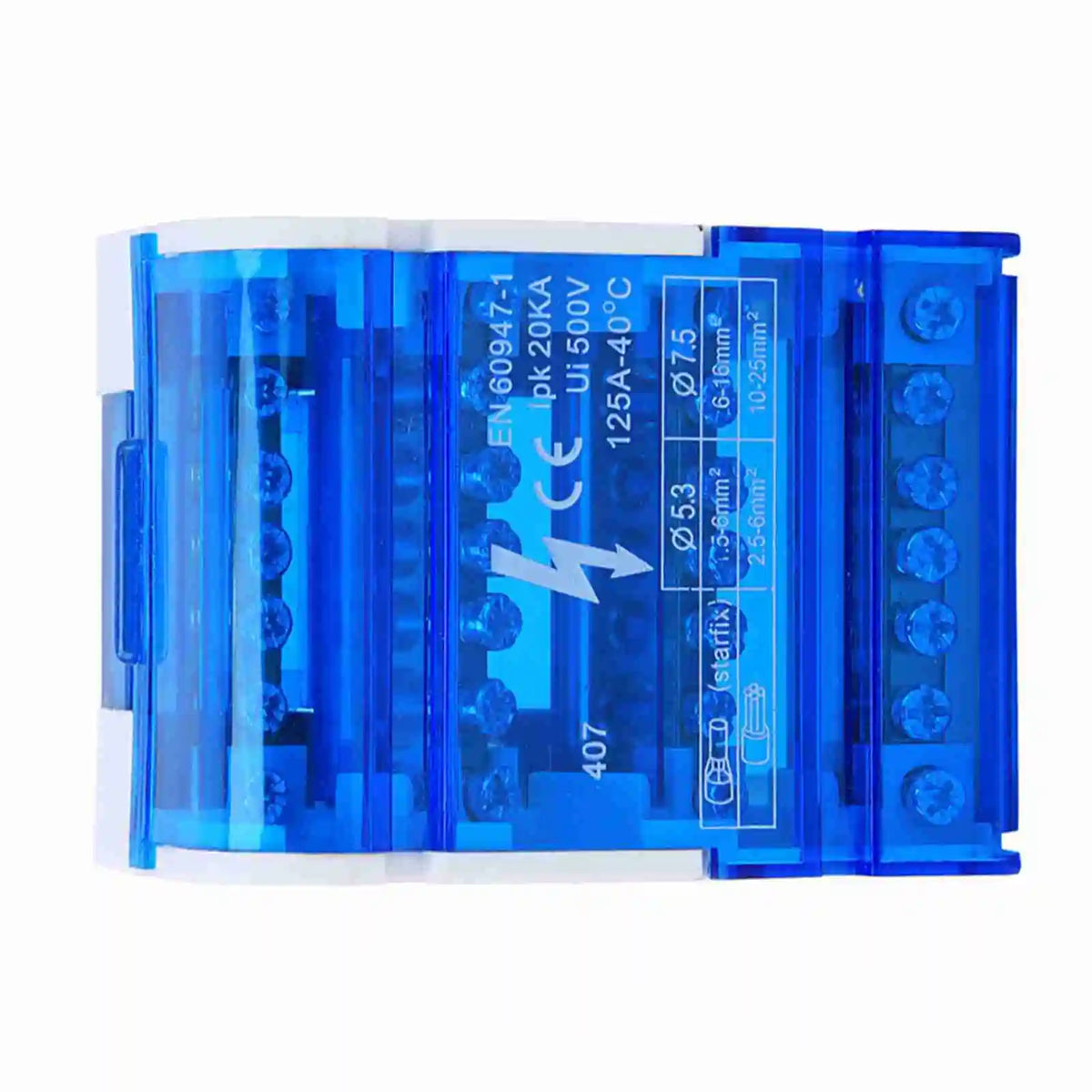 407 Terminal Distribution Box Din Rail 4-Level Single Phase Junction Case with Transparent Cover