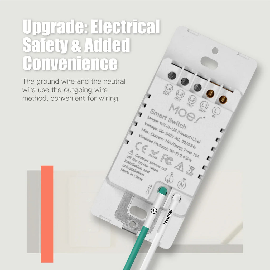 MOES Tuya ZigBee US Smart Light Switch Push Button Wall Switch Neutral Wire/No Neutral Wire Required Work With Alexa Google Home