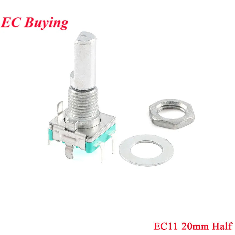 5Pcs/1pc Rotary Encoder EC11 EC12 EC16 15mm 20mm Half Plum Axis Handle Length Code Switch Digital Potentiometer with Switch 5Pin