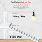 Touch Light Switch With EU Socket 1 Gang 2 Way Wall Light Switch LED Sensor Tempered Glass Interrupter EU Standard 240V