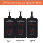 10W Wireless Charging Receiver for Samsung Huawei Xiaomi Iphone5-7 Universal Micro USB Type C Fast Wireless Charger Adapter