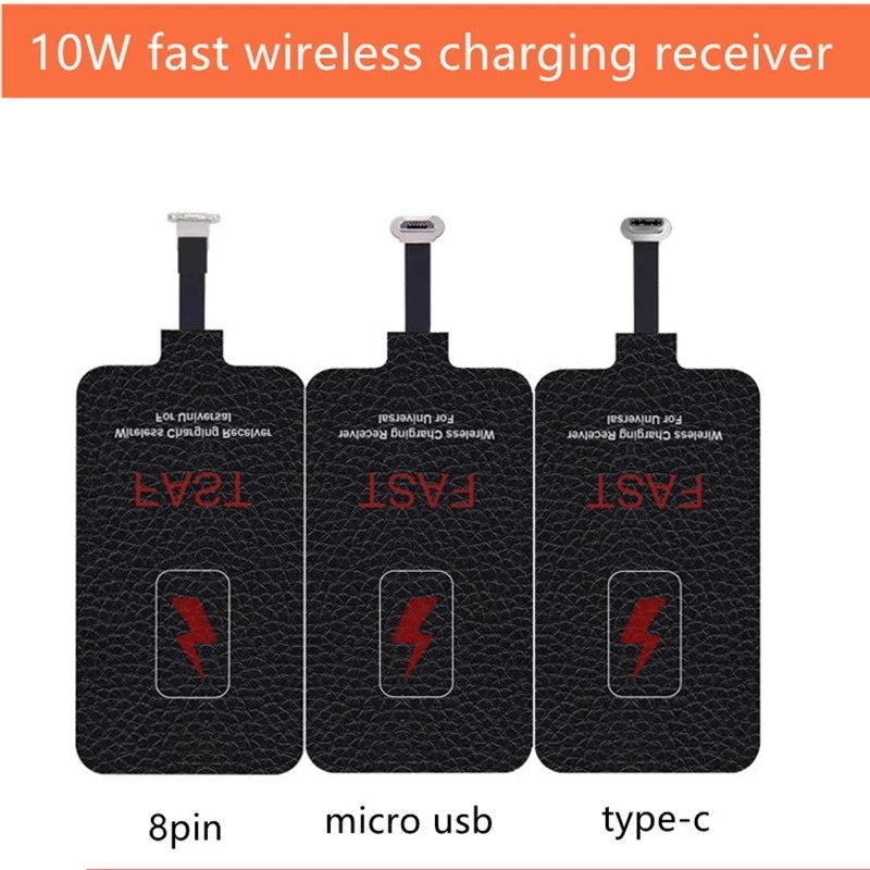 10W Wireless Charging Receiver for Samsung Huawei Xiaomi Iphone5-7 Universal Micro USB Type C Fast Wireless Charger Adapter
