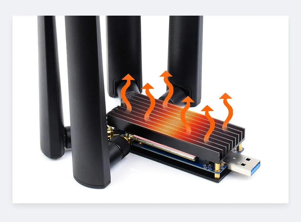 5G Dongle Expansion Board USB 3.1 to M.2 Key B Port Aluminum Cooling Plate 4 Antennas for Windows PC Raspberry Pi 4 Jetson Nano